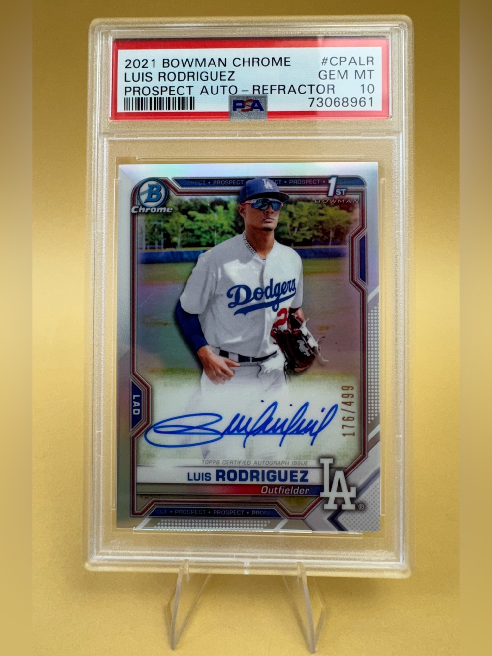 2021 Bowman Chrome Luis Rodriguez Prospect Auto Refractor 176/499 PSA 10 GEM MT